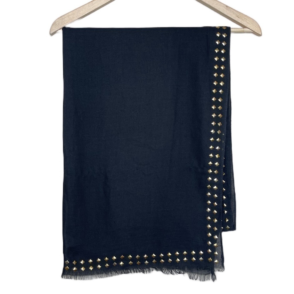 BLACK lightweight scarf with gold embellishments